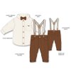 G11526TOD: Boys Shirt With Corduroy Bow Tie & Pant With Braces Outfit (2-4 Years)